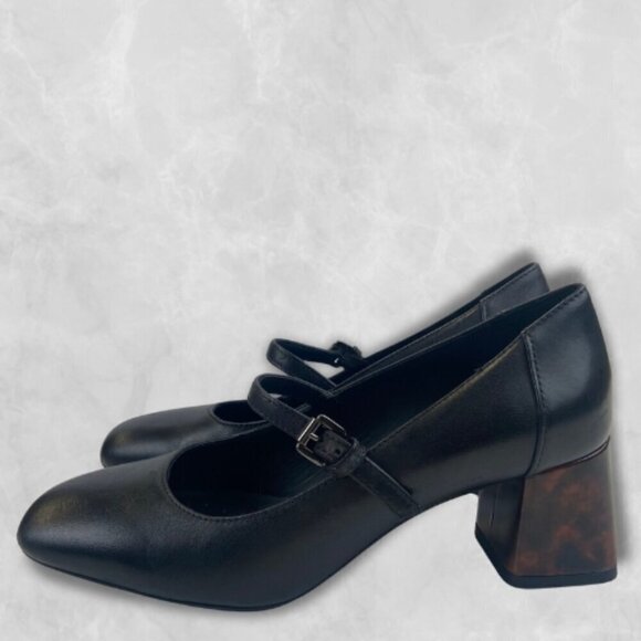 Geox Respira Mary Jane Block Heels Italian Patent Adjustable Strap Black 36 NWOT - Picture 1 of 14